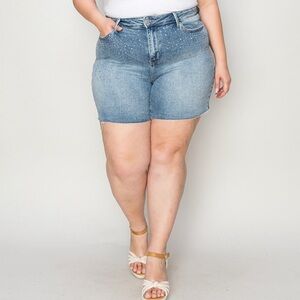 Judy Blue Women's Blue Denim Shorts with Rhinestones Size 1XL
